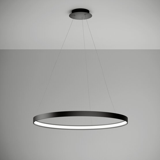 Lámpara suspendida Anello, Lámpara de suspensión Circle en aluminio pintado de negro