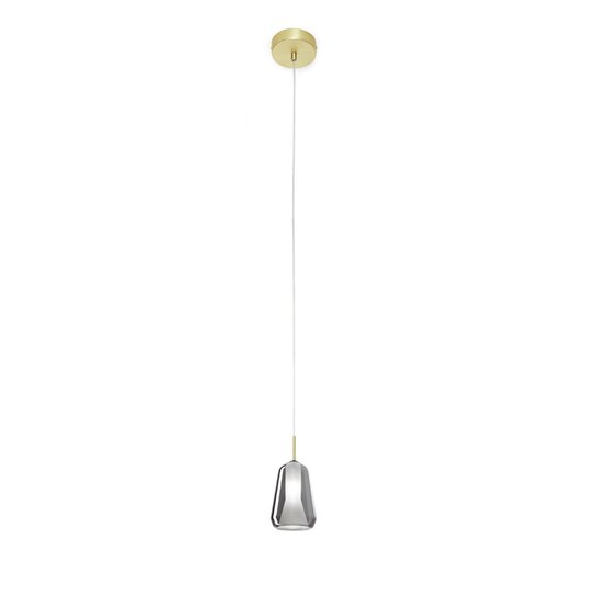 X-Ray suspended lamp , Suspension lamp in smoked glass with elements in brushed gold