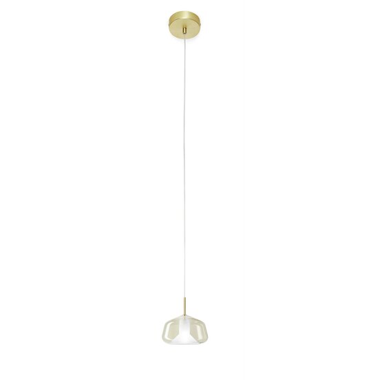 X-Ray suspended lamp , Suspension lamp in honey-colored glass with elements in brushed gold