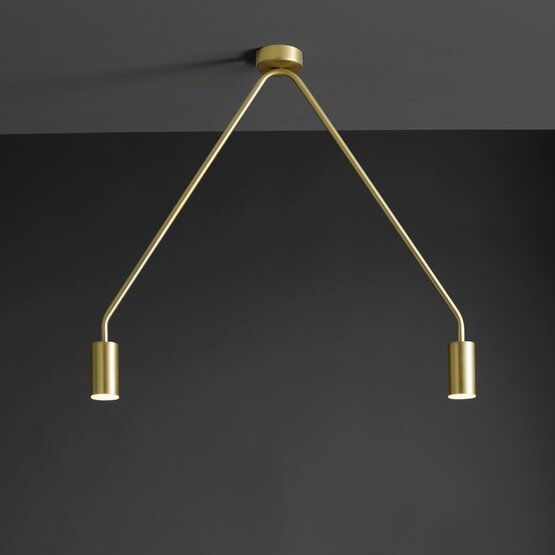 Caos ceiling lamp, 2-light ceiling lamp with gold-colored structure
