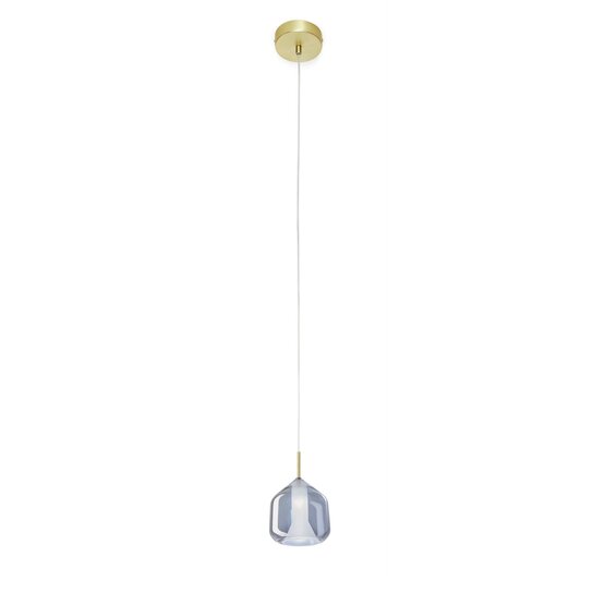 Lampe à suspension X-Ray, Suspension en verre borosilicate couleur ciel avec éléments en or brossé