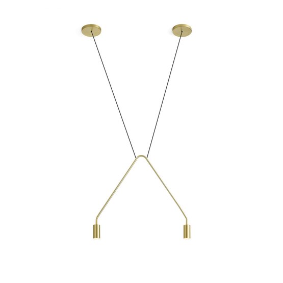 Caos Contract suspended lamp, Suspension lamp in brushed gold finish-medium