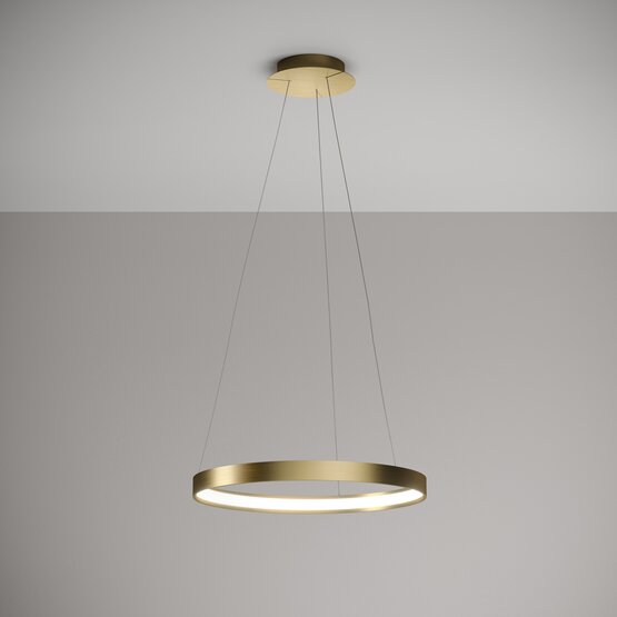 Lámpara suspendida Anello, Lámpara de suspensión Circle en aluminio dorado cepillado