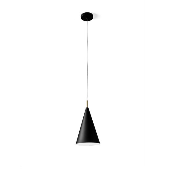 Lámpara colgante Samoi, Lámpara de suspensión en metal pintado en polvo de tacto suave en blanco y negro. Pequeña