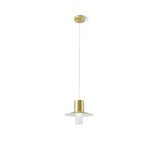 Lámpara suspendida piruleta, Lámpara de suspensión de metal con recubrimiento de polvo blanco y dorado cepillado