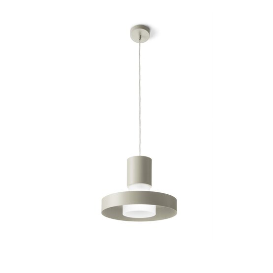 Babele suspended lamp, Suspension lamp in pearl gray metal and sandblasted glass