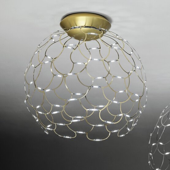 Lamoi-Deckenlampe, LED-Deckenleuchte aus goldfarbenem Metall
