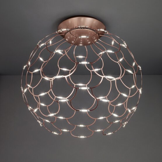 Lámpara de techo Lamoi Dimmer, Plafón de led en metal color cobre con dimmer