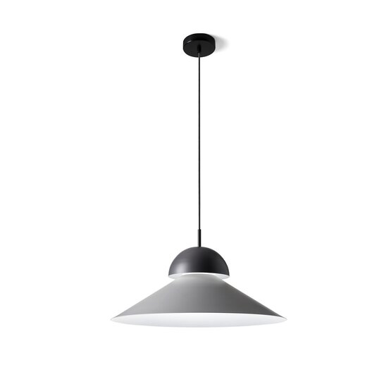 Lámpara suspendida Alba, Lámpara de suspensión en vidrio arenado y metal con tonos grises