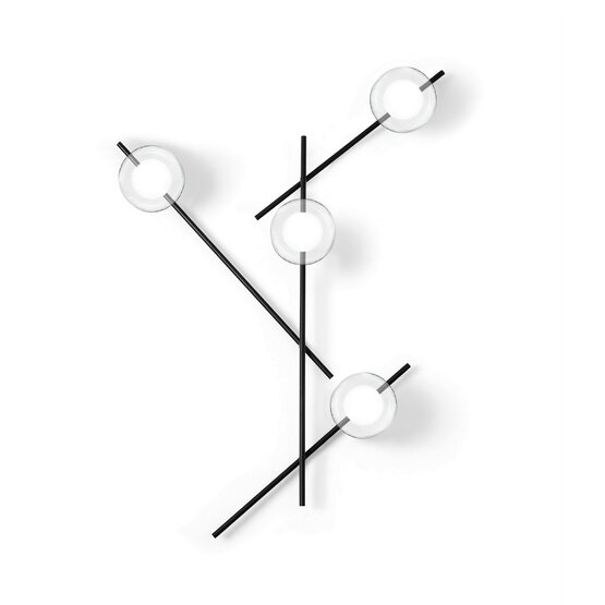 Mikado Cosmo wall or ceiling lamp , 4-light wall or ceiling lamp in transparent and satin glass with metal structure and rotating arm