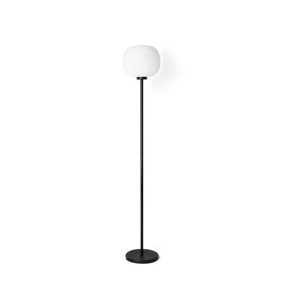 Bombo floor lamp, Floor lamp with black finish body and white glass diffuser