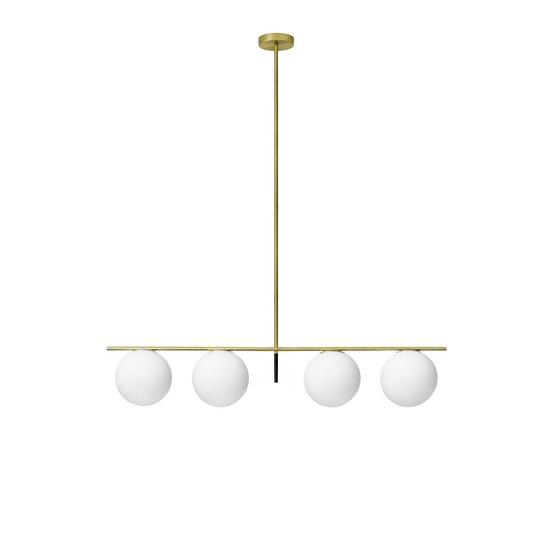 Jugen suspended lamp, Suspension with 4 lights in glass
milky white blown with brass and black structure