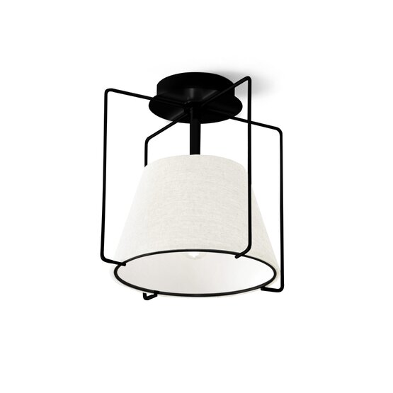 New Kengo ceiling lamp, Suspension lamp in white fabric and matt black metal