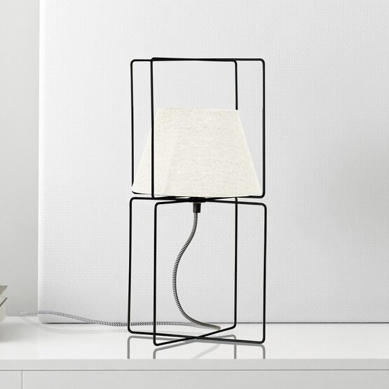 New Kengo table lamp, Table lamp in white fabric and matt black metal