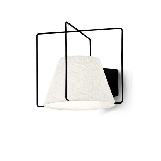 New Kengo wall lamp, Wall lamp in white fabric and matt black metal