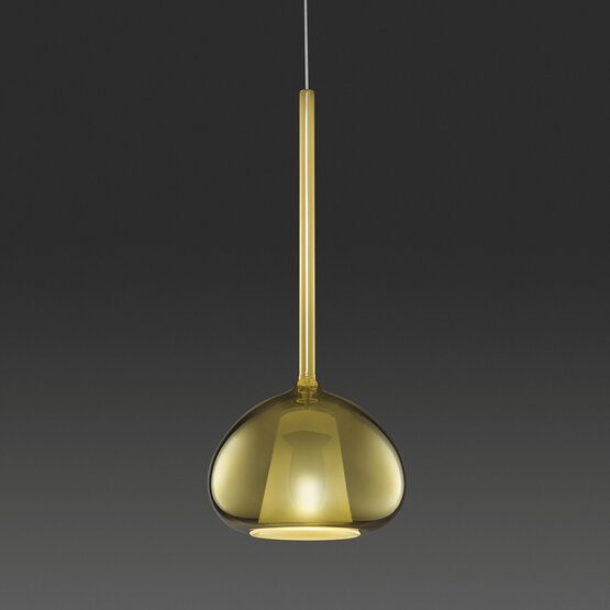 Beba suspended lamp, Suspension lamp in golden blown borosilicate glass